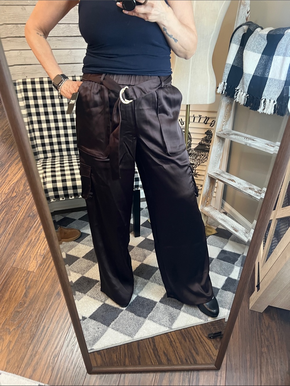INC INTERNATIONAL CONCEPTS
Women's High-rise Belted Satin Cargo Pants